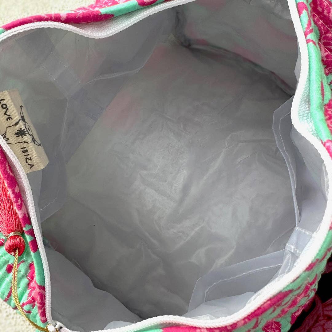 Love Ibiza - Vente Trousse de toilette – femme - Trousse de toilette Fez motif fleur menthe taille M2