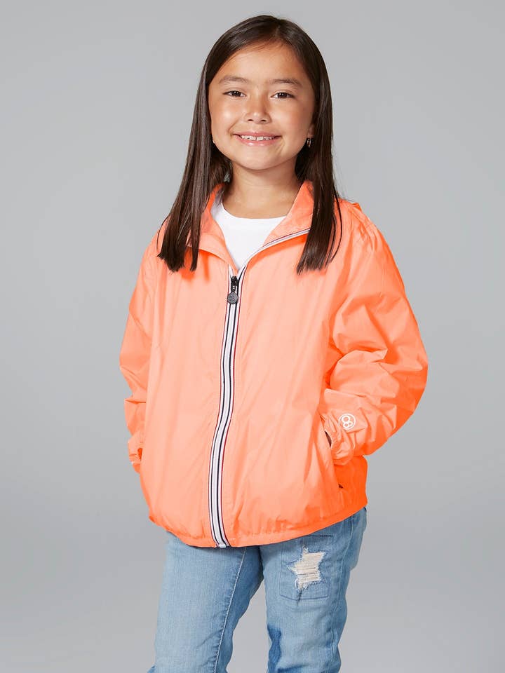 apelsin Barn orange fluo full zip packbar regnjacka och vindjacka för wholesale på Faire