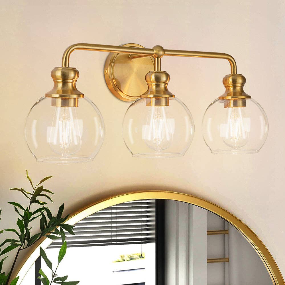 Brio Lighting - Vente Lustre/Suspension - Lampe de vanité moderne à 3 lumières Irvine Gold5