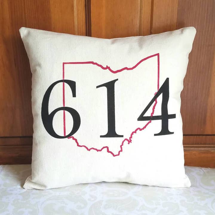 Area Code Pillow with State Outline for wholesale by AbbyKate HOME