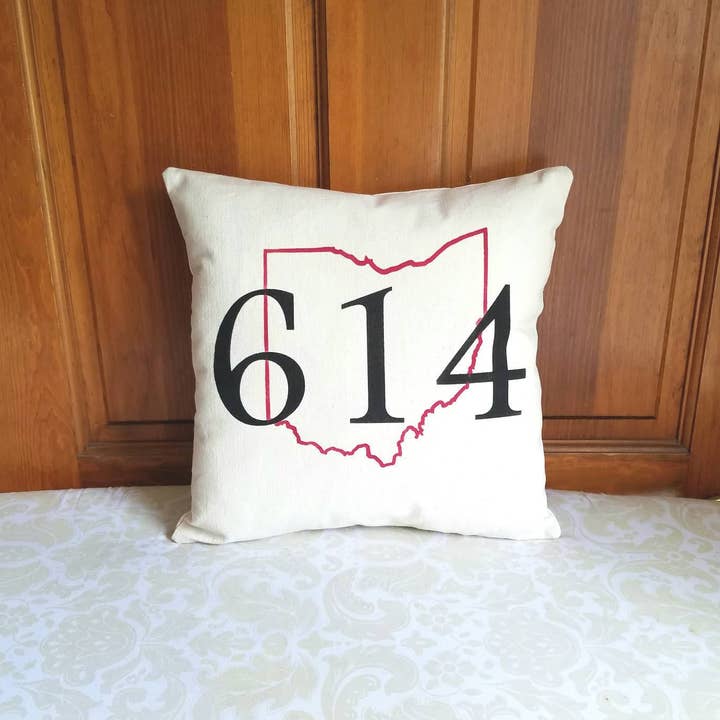 Area Code Pillow with State Outline for wholesale by AbbyKate HOME