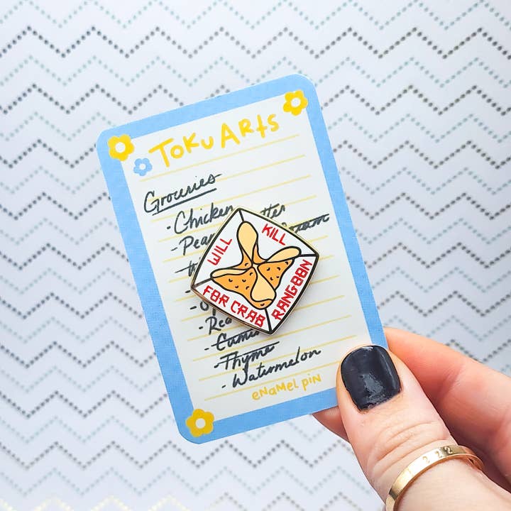 Toku Arts - Wholesale Lapel Pin/Button - Crab Rangoons Enamel Pin