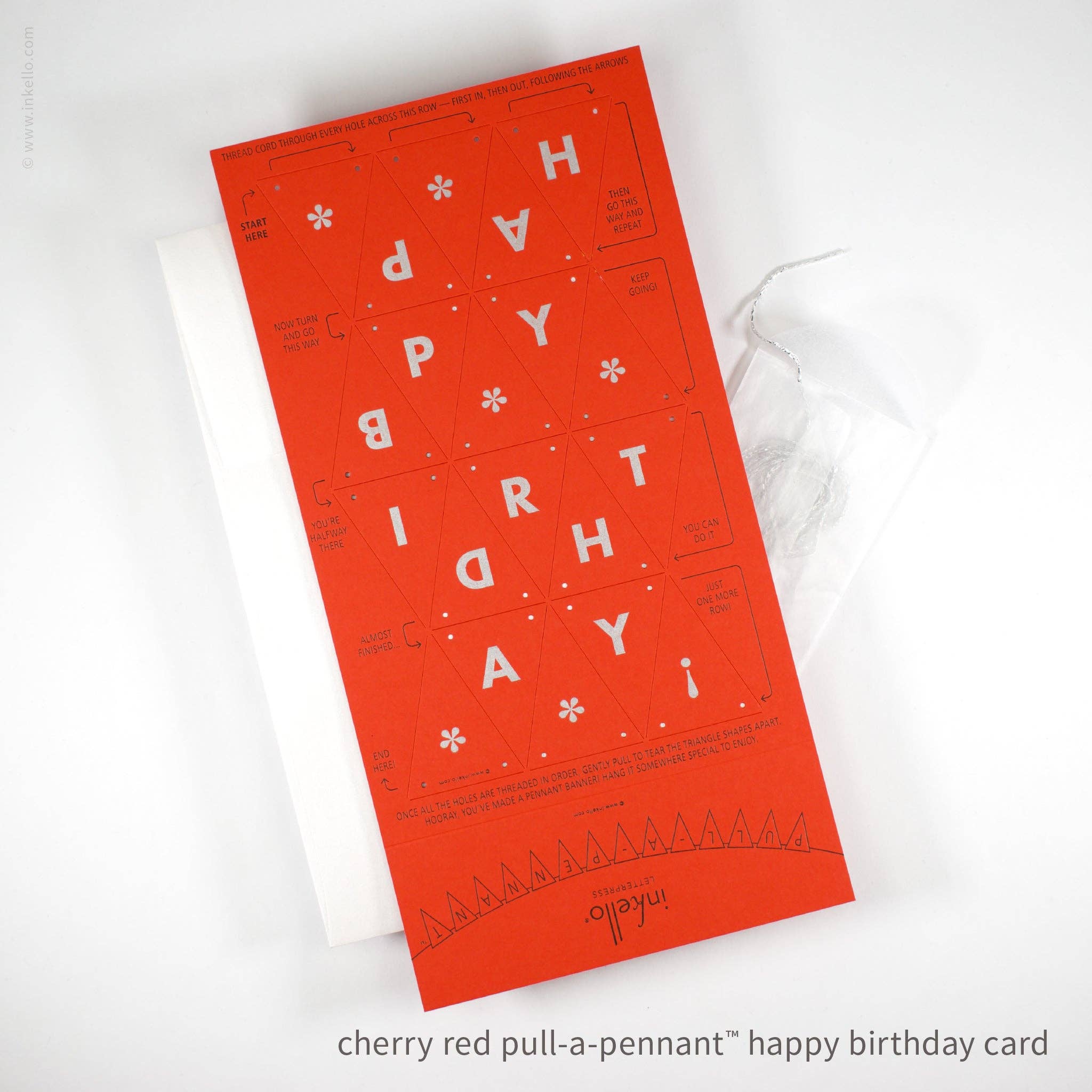 Inkello Letterpress - Wholesale Birthday Card - Birthday Pull-A-Pennant™ Greeting Card (#510)0
