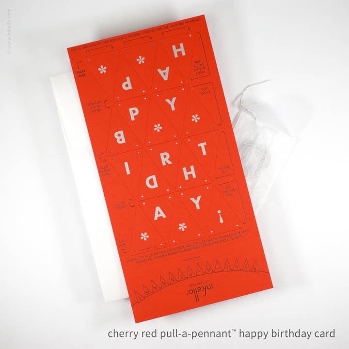 Inkello Letterpress - Wholesale Birthday Card - Birthday Pull-A-Pennant™ Greeting Card (#510)