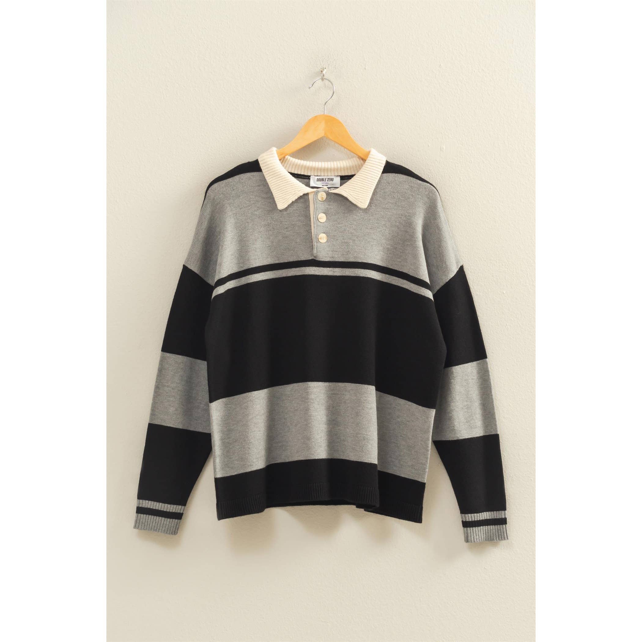 HYFVE - Wholesale Knit Sweater - Women's - Contrasting Striped Sweater With Polo Collar6