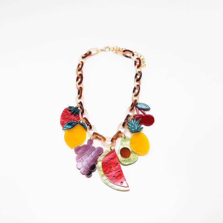 SWEET MAGIC - Wholesale Bib Necklace - ACRYLIC FRUIT NECKLACE