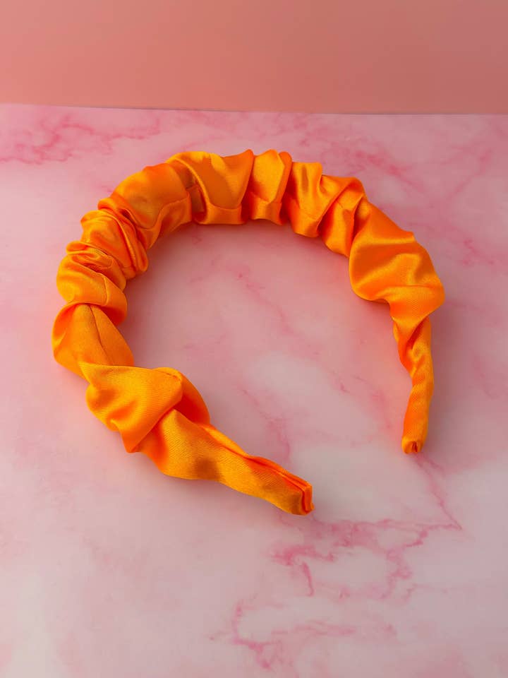 Pumpkin - Orange satin Scrunchie Headband for wholesale by ThatsSewLauraUk