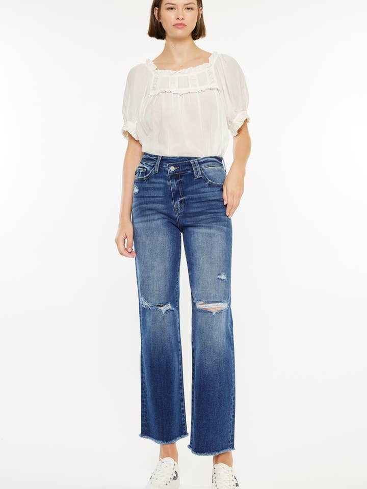 HIGH RISE 90’S CRISS CROSS STRAIGHT-KC20047D for wholesale by Kan Can USA