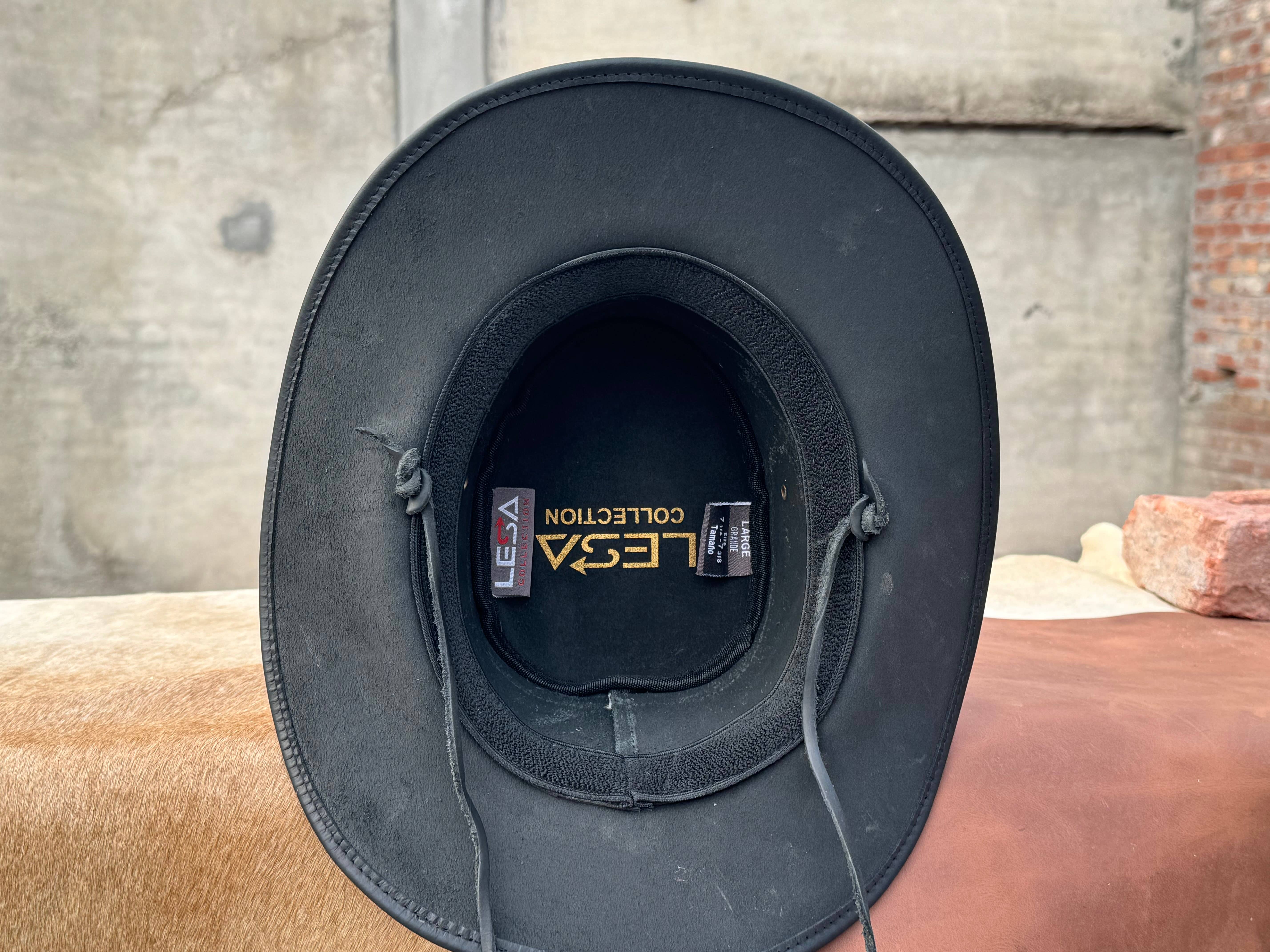 Lesa collection inc - Vente Chapeau de cowboy – unisexe - Chapeau de cowboy en cuir marron et noir Tri style occidental unisexe8