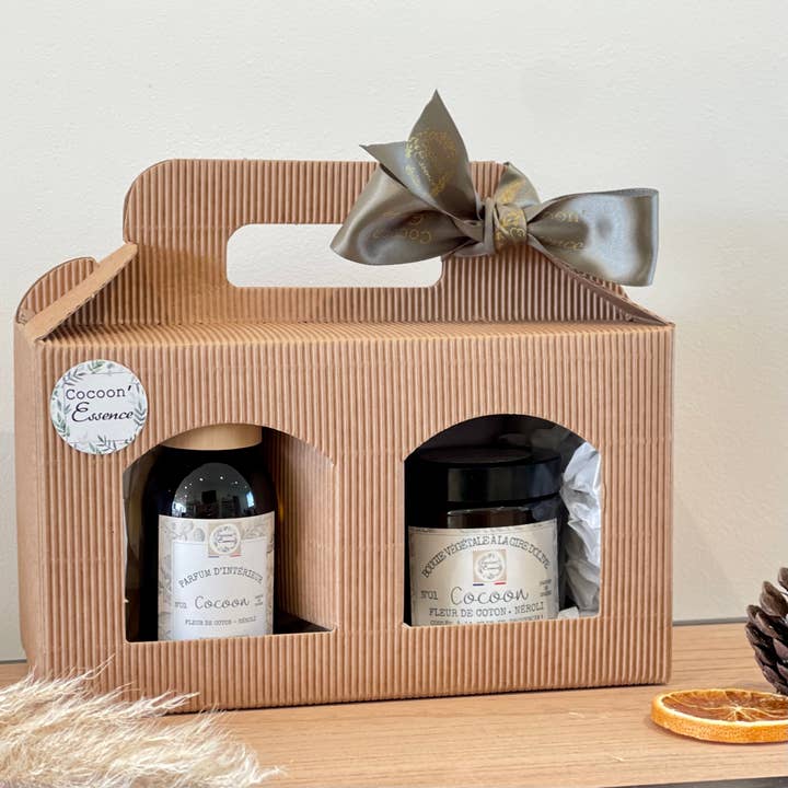 Cocoon’Essence - Vendita all'ingrosso Candela in vasetto - Set di fragranze per ambienti natalizi Cocoon - Diffusore + candela