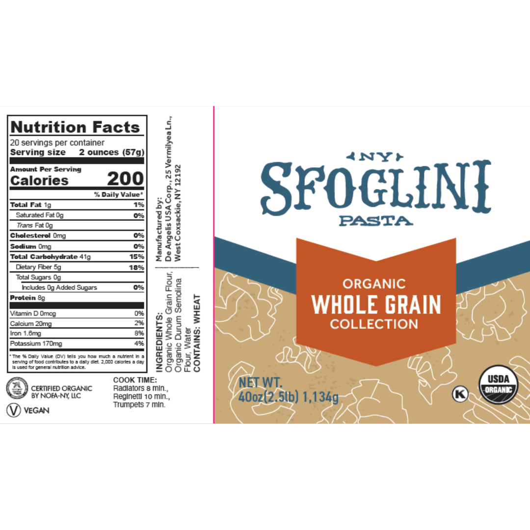 Sfoglini - Wholesale Pasta - Whole-Grain Reginetti, BULK 10 lb case, Organic Pasta4