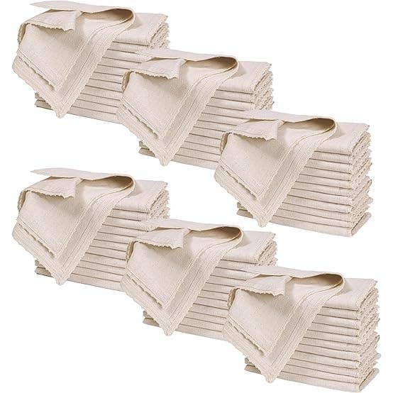 Flax Cloth Napkin with Lace 18x18" Natural Set of 72 for wholesale by Bedding Craft