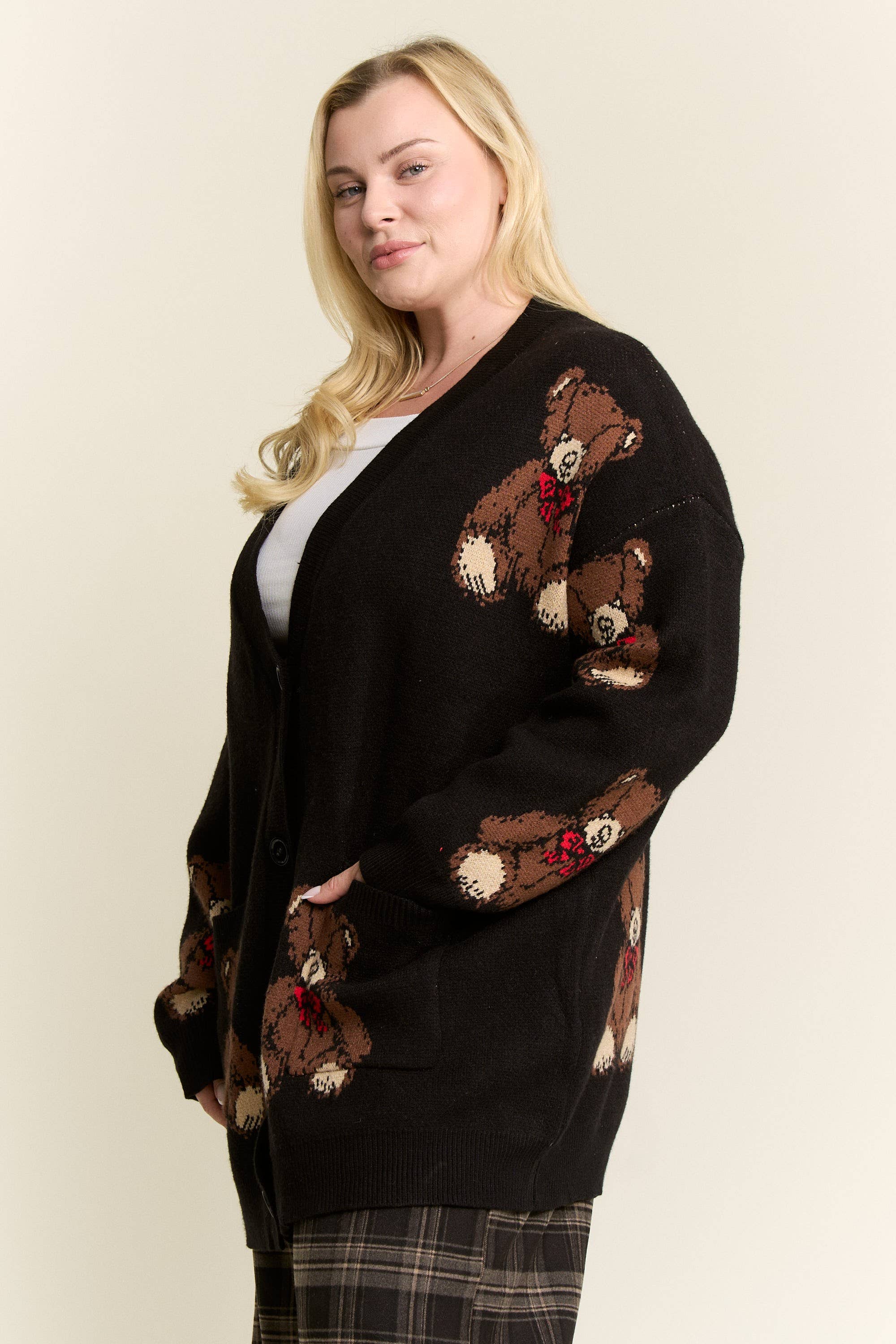 JADE BY JANE PLUS - Wholesale Cardigan - Women's - Beary Adorable Cardigan (Plus size)6