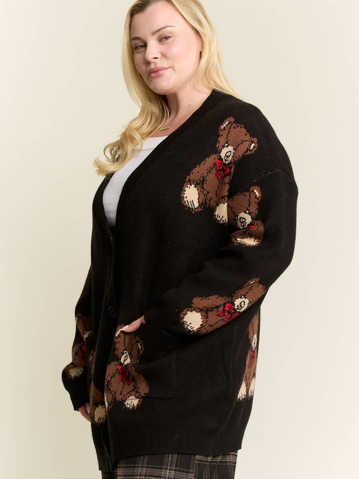JADE BY JANE PLUS - Wholesale Cardigan - Women's - Beary Adorable Cardigan (Plus size)6