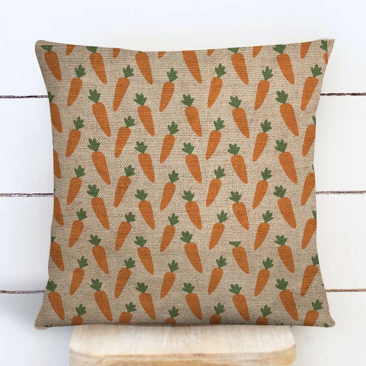 Easter pillowcase pillow cover | carrot pillow cover | burlap easter carrots throw pillow pillowcase | easter pillow decorative home décor for wholesale by ZA Handmade Wholesale