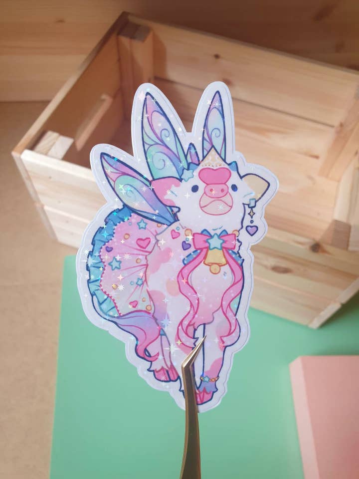 Fairy Cow Vinyl Sticker for wholesale by Coy Apricot