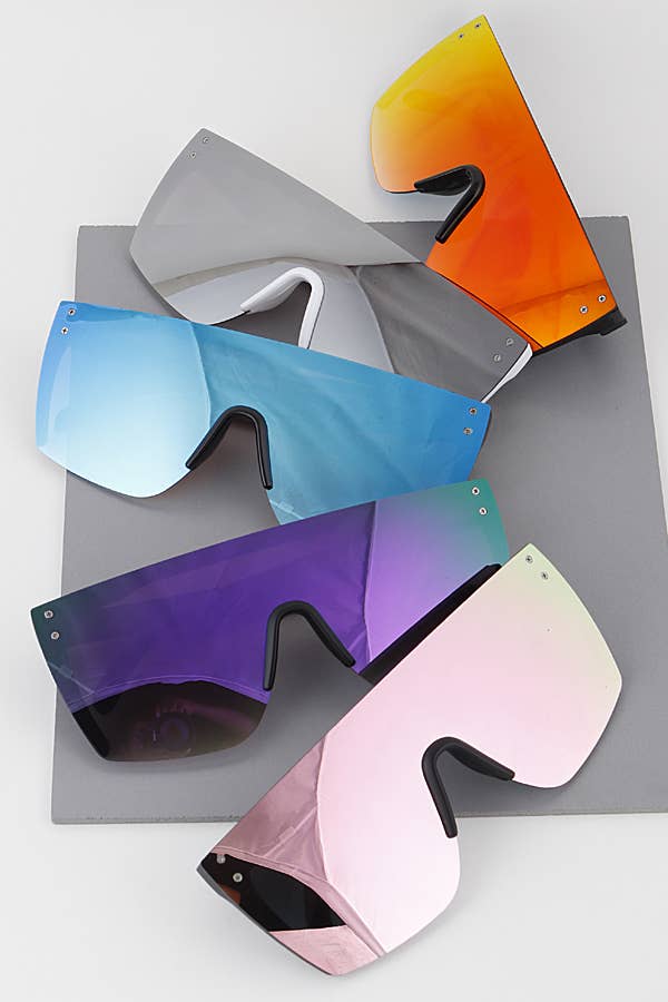 MIX COLOR Modern Reflective Shield Sunglasses for wholesale on Faire0