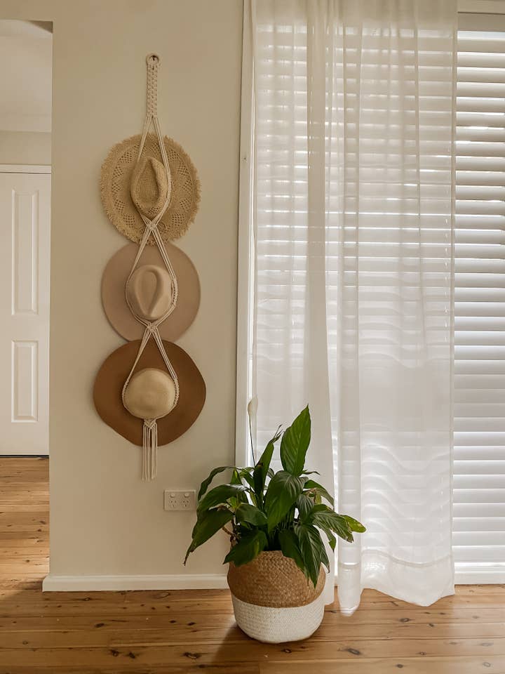 Handmade Macrame Hat Hanger - Triple Design for wholesale by Hawkesbury Handmade