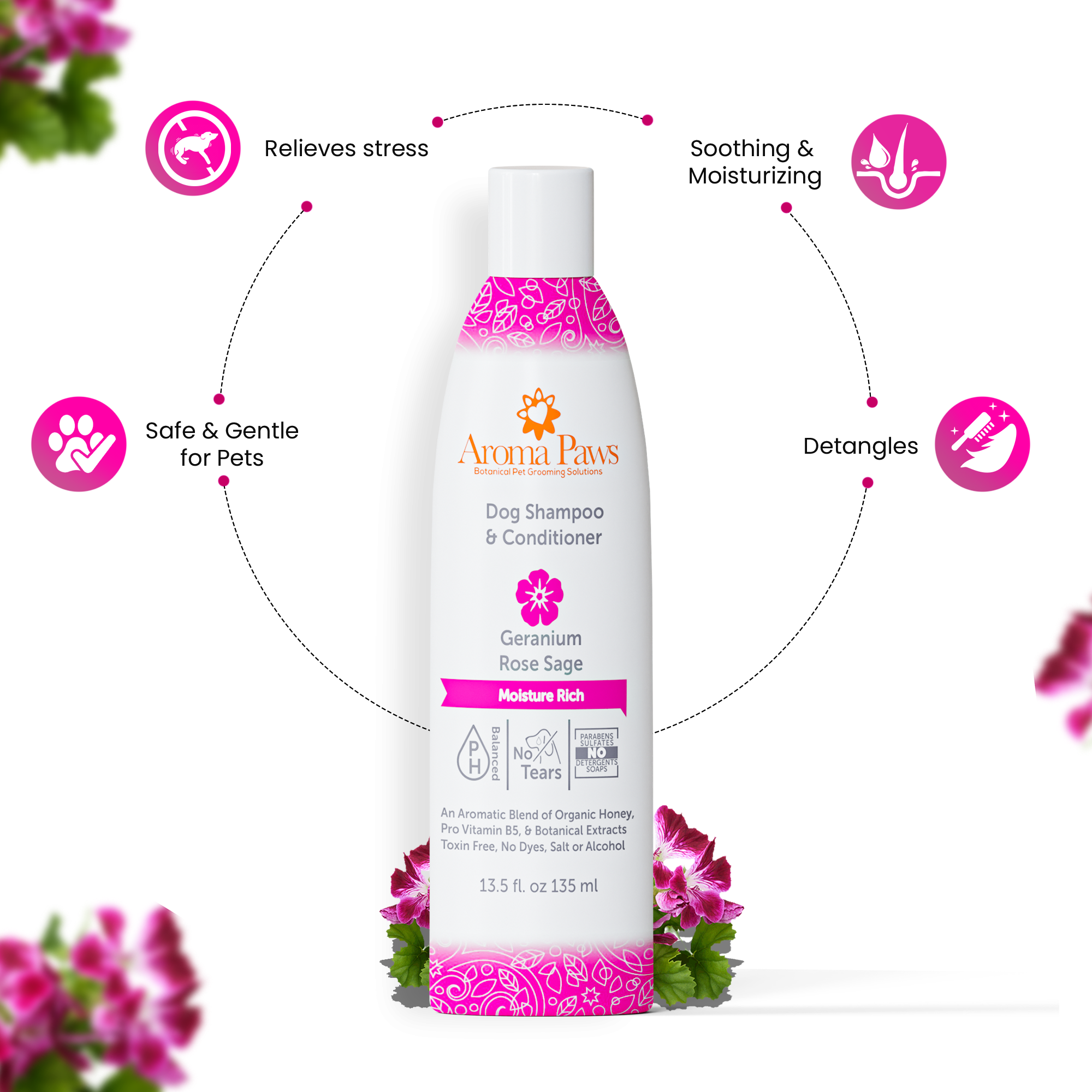 Aroma Paws - Venta al por mayor Champú - Perros - Shampoo de salvia geranio de 13.5 oz7