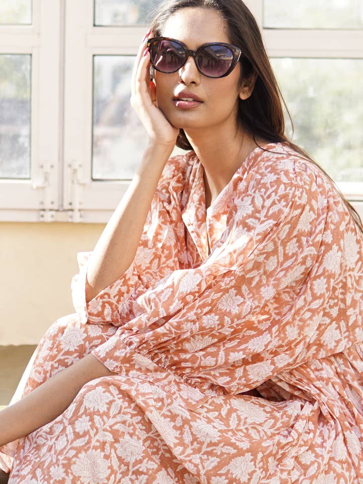 Floaty, floral summer maxi dress, summer dress with pockets, 'Reese' Sundress for wholesale by La Mandarine