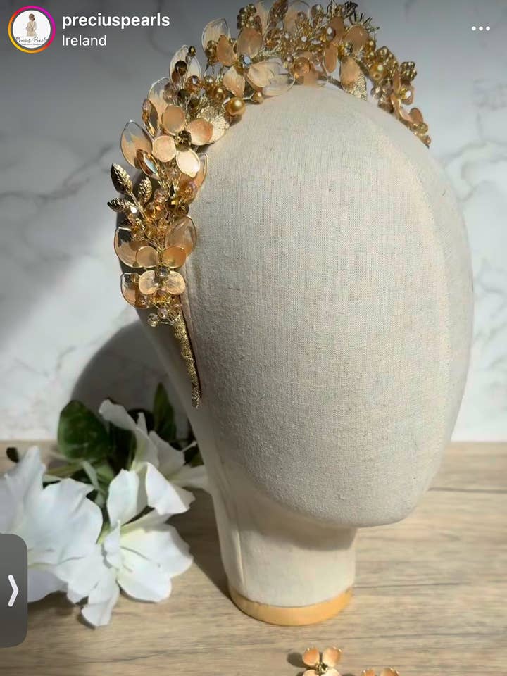 Halo de detalhe dourado Heapdiece por atacado de Preciuspearls