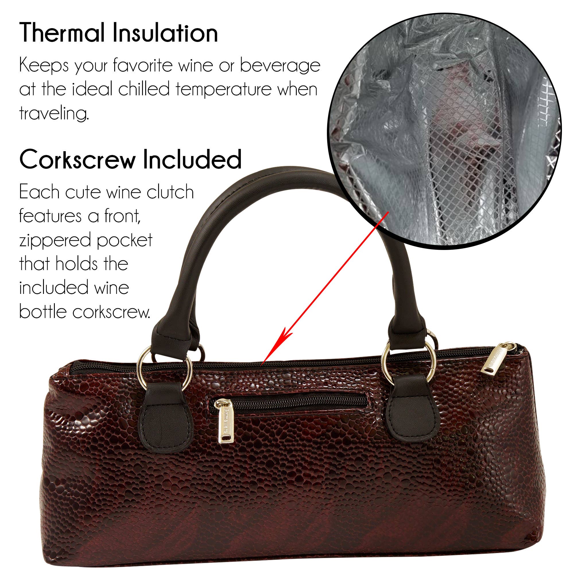 Primeware Inc. - Wholesale Wine Tote - Wine Clutch | Wine Purse Serpentes Design4