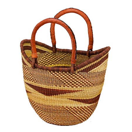 African Market Baskets - Wholesale Grocery/Shopping Bag - African Bolga Baskets : Thick Rim Tote (G-136)1