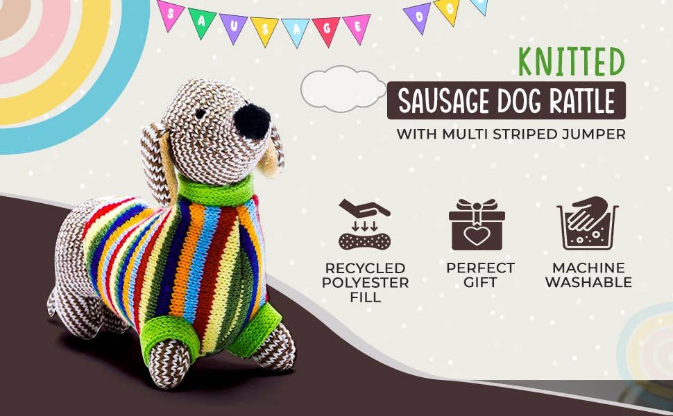 Best Years Ltd - Wholesale Handheld Rattle - Baby - Knitted Sausage Dog Baby Rattle11