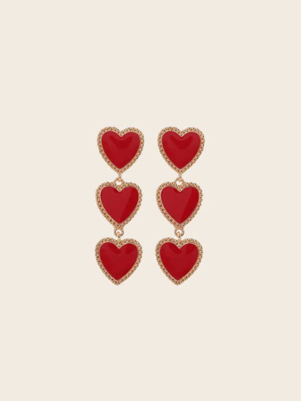 Boucles d'oreilles Hearts - Rouge pour la vente par Sweet Lemons Atelier