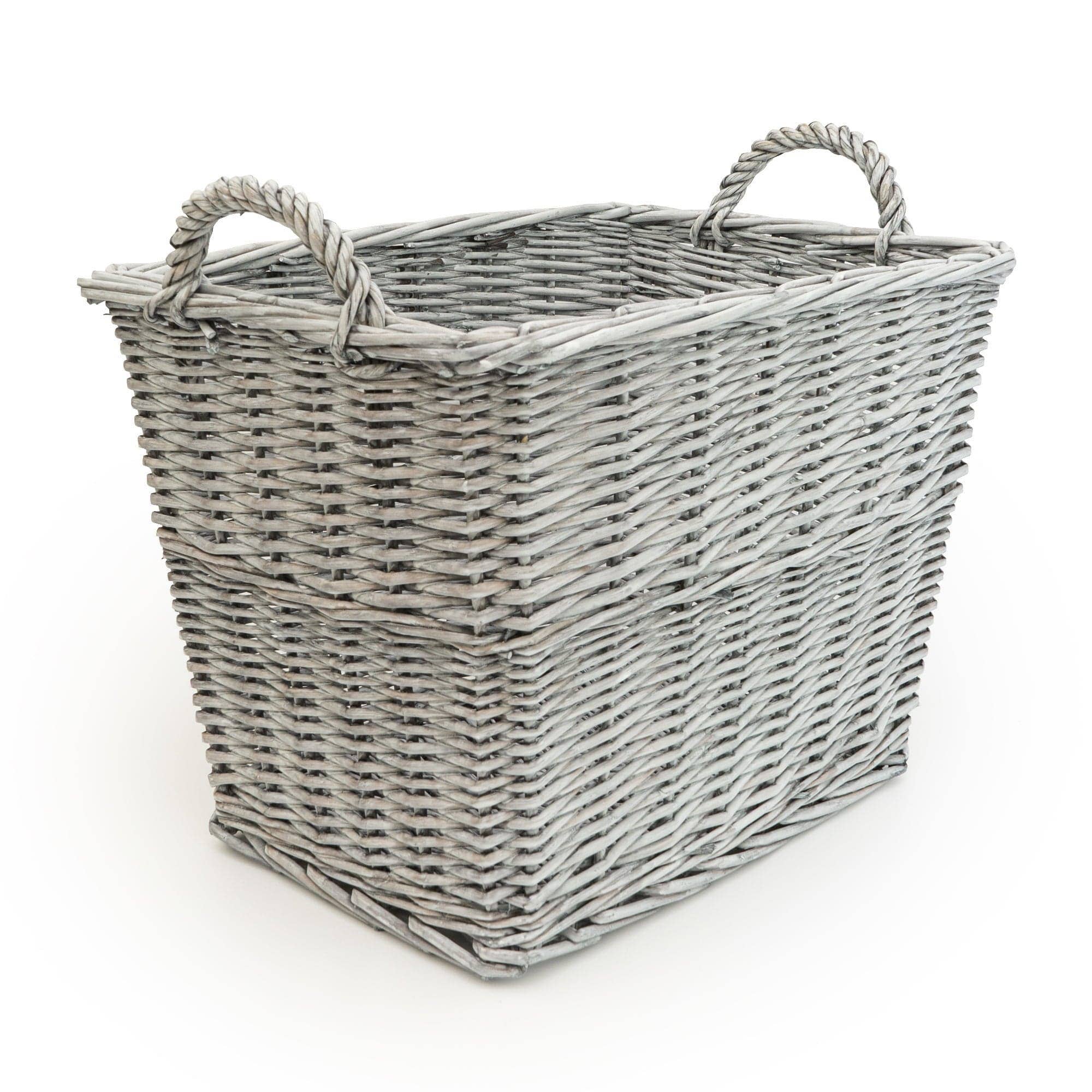 Candlelight Products Ltd – wholesale Basket – Rectangular Wicker Log Basket - Grey 42cm 10PK1