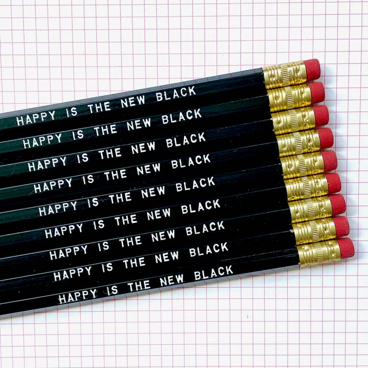 Happy Is The New Black Pencils #smartypants Pencils Stocking Stuffers pour la vente par DoodleGirl Designs