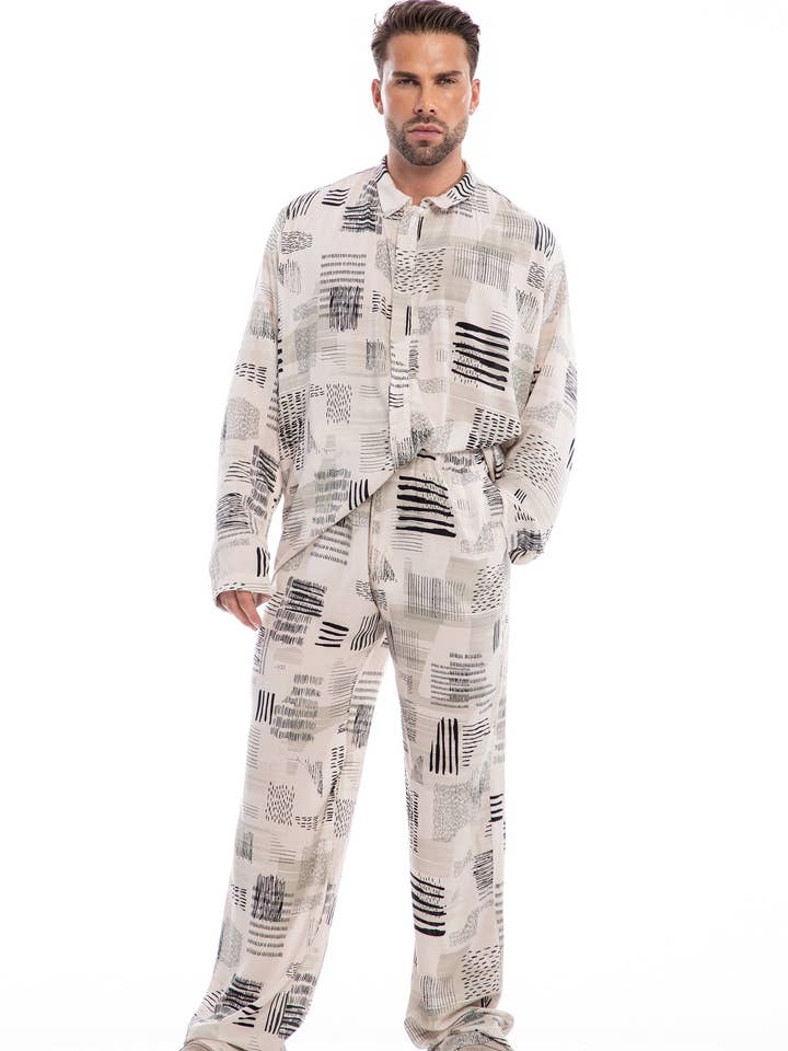 Vida byxor med grafiskt tryck för wholesale av Maison BOGOMIL