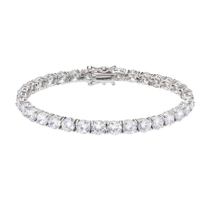 Bracelet de tennis Cz blanc de 5 mm en argent sterling pour la vente par Amen Gioielli