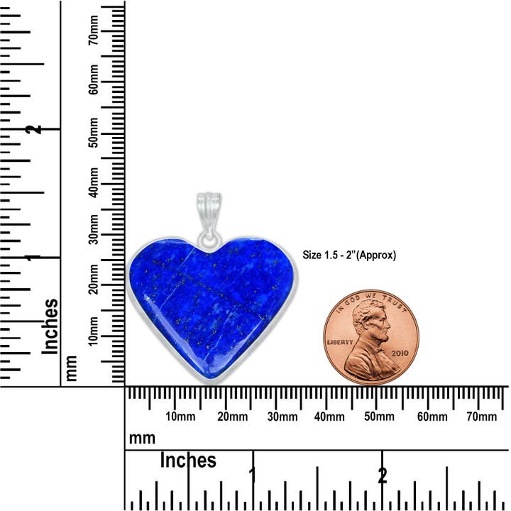 Handmade Jewels - Wholesale Individual charm/pendant - Lapis Lazuli Heart Pendants - Silver Plated, Mixed Sizes, Simple Works1