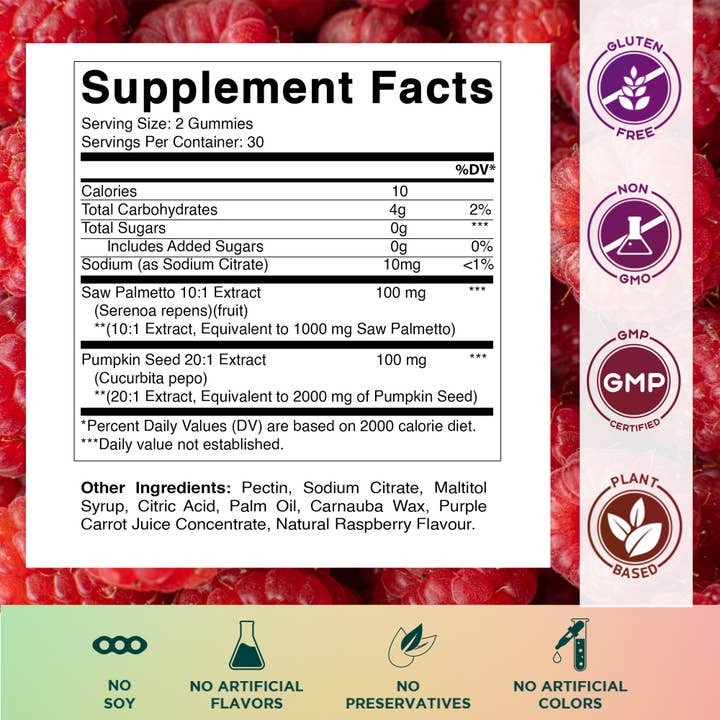 Vitamatic - Wholesale Oral Supplement/Vitamin - Vitamatic| Saw Palmetto with Pumpkin Seed |Raspberry Flavor1