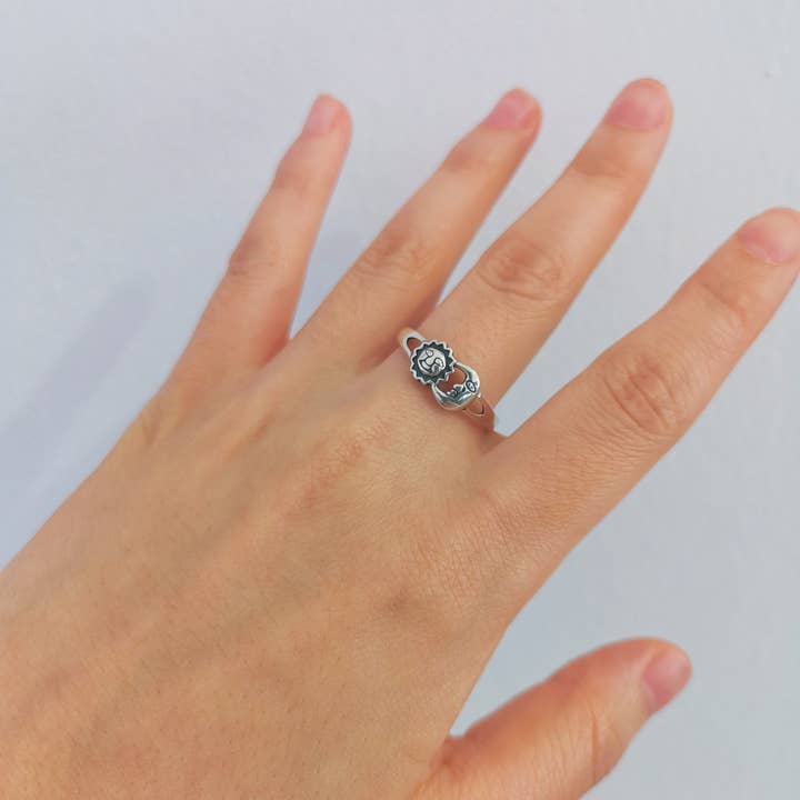 Awaken - Wholesale Band/Stacked Ring - Handmade Women's Ring Silver 925 Sun Moon - ASL-055