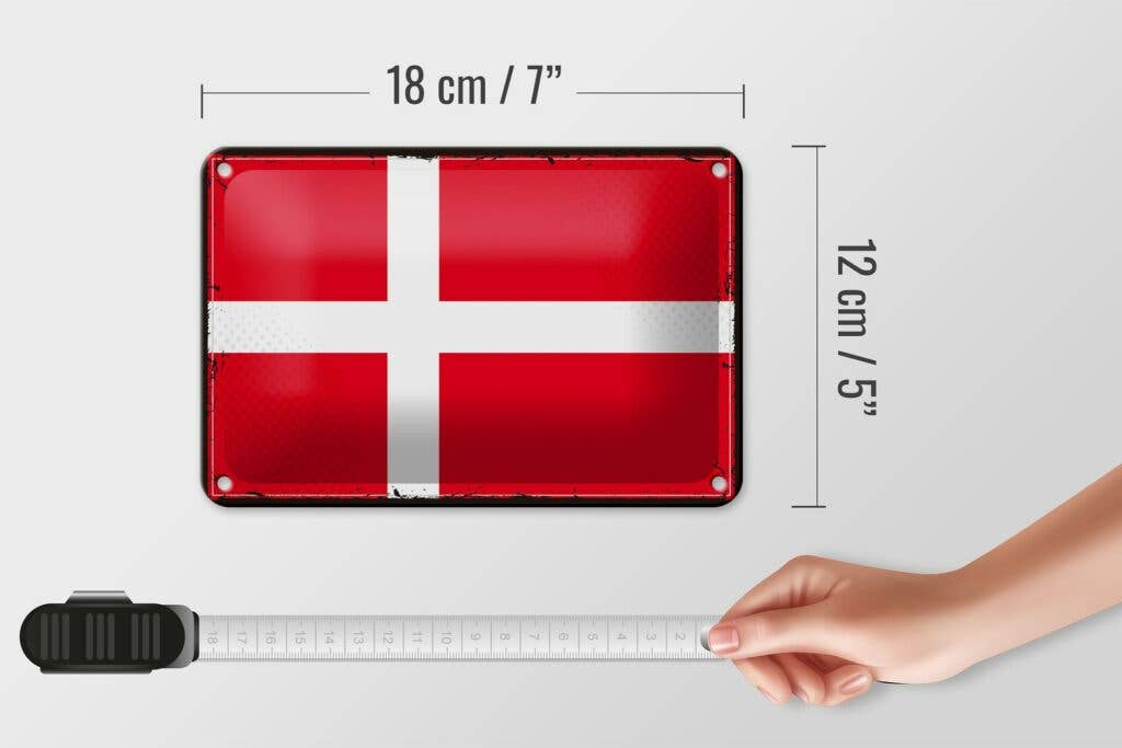 Femer - Wholesale Sign - Tin Sign Flag of Denmark 18x12 cm Retro Flag of Denmark Decorative Sign4