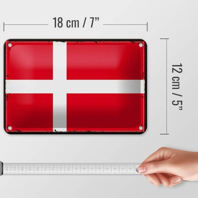 Femer - Wholesale Sign - Tin Sign Flag of Denmark 18x12 cm Retro Flag of Denmark Decorative Sign4