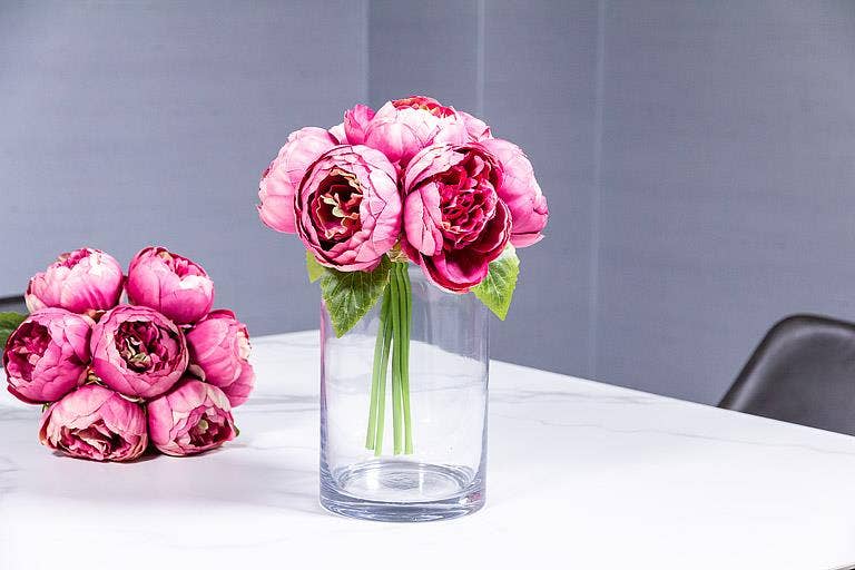 Abbott - Venta al por mayor Flores artificiales - Ramo completo de peonías - 10"H12