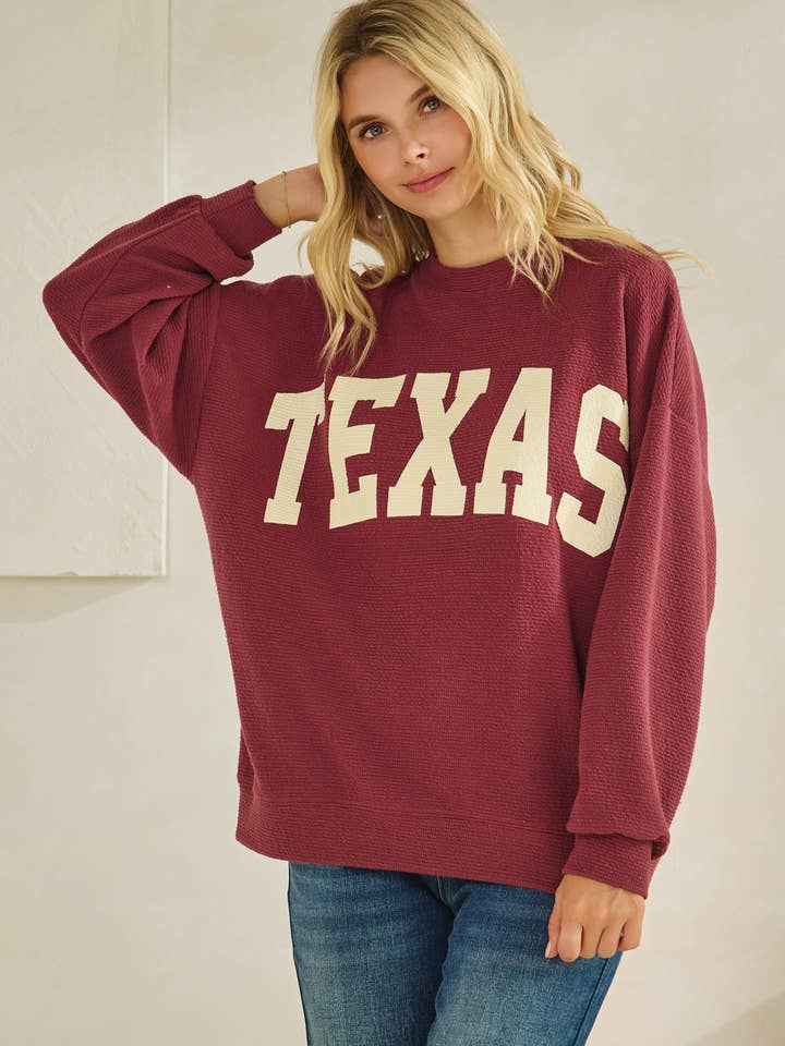Tres Bien, Inc - Wholesale Knit Top - Women's - T-42092 "TEXAS" CLOUDY KNIT GRAPHIC LONG SLEEVE TOP10