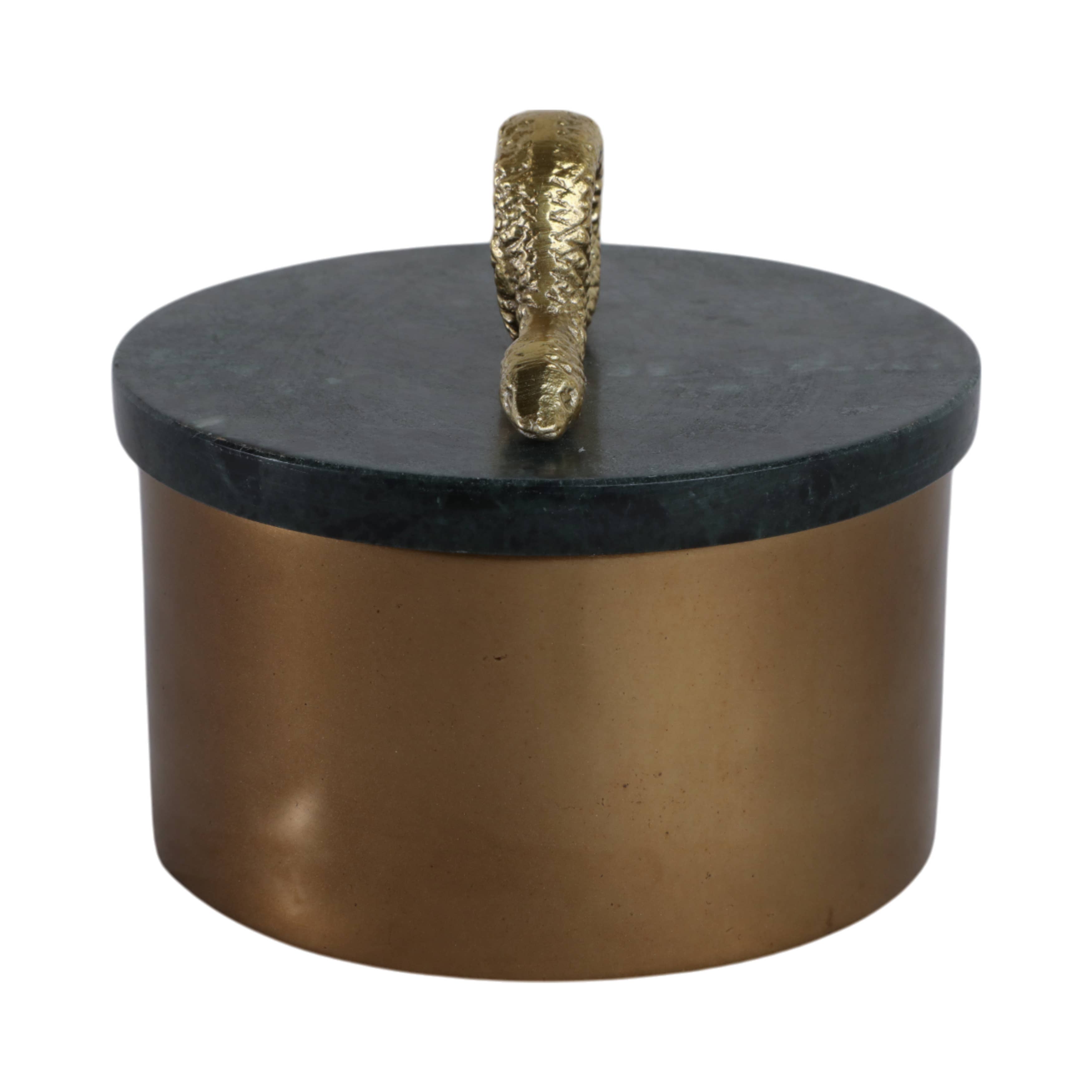 Sagebrook Home - Wholesale Decorative Box - Decorative Box - Gold Metal Round Snake Handle, 5 in.8
