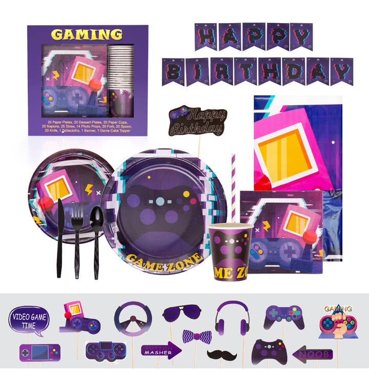 Mighty Mojo Toys - Wholesale Disposable Tableware Pack - Video Gamer Party In a Box!1