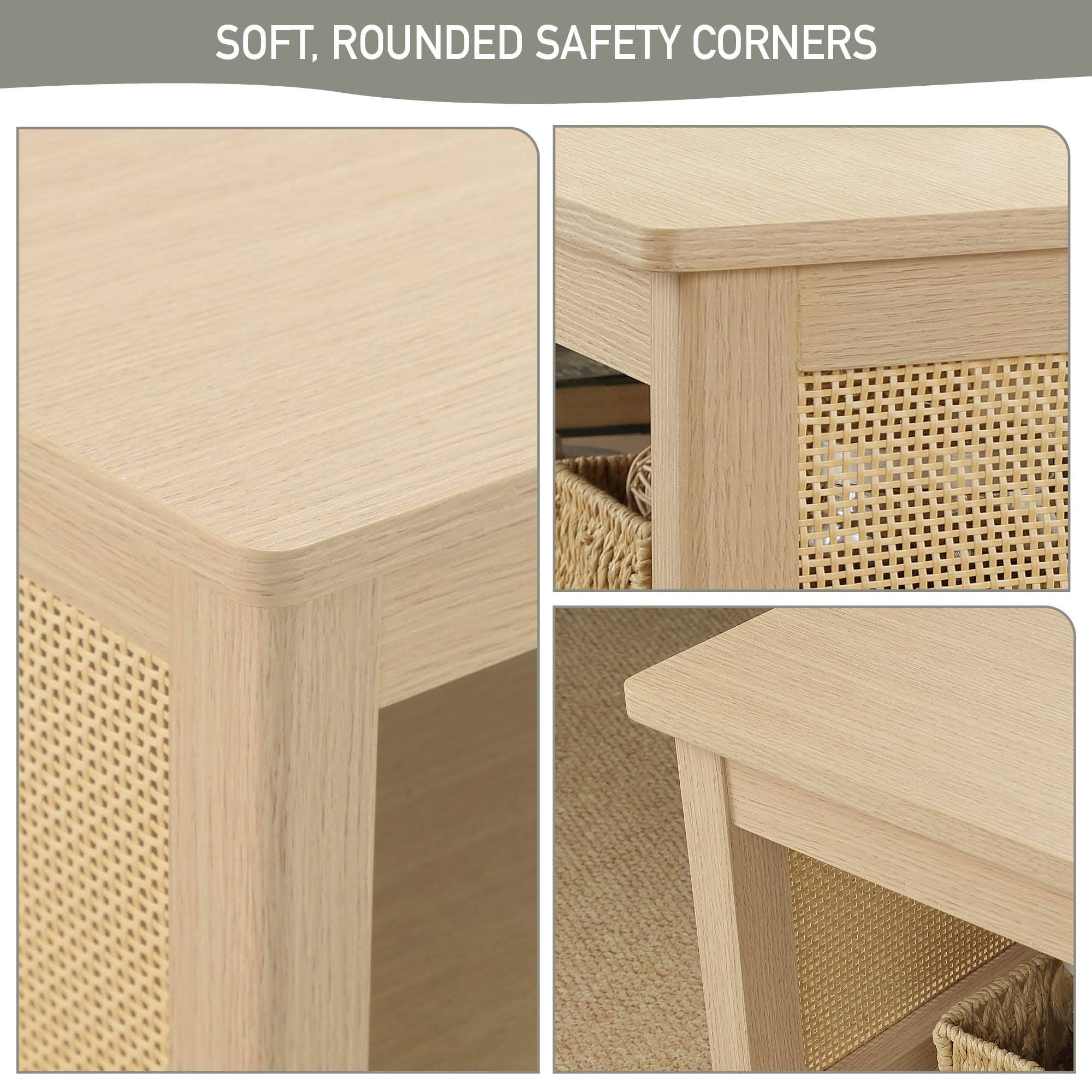 Olliix - Wholesale Coffee Table - 2-Tier Rattan Sides Open Shelf Storage Coffee Table16