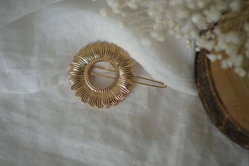 Bohomane - Wholesale Hair Clip - Women's - Claudia Round Gold Flower Barrette2