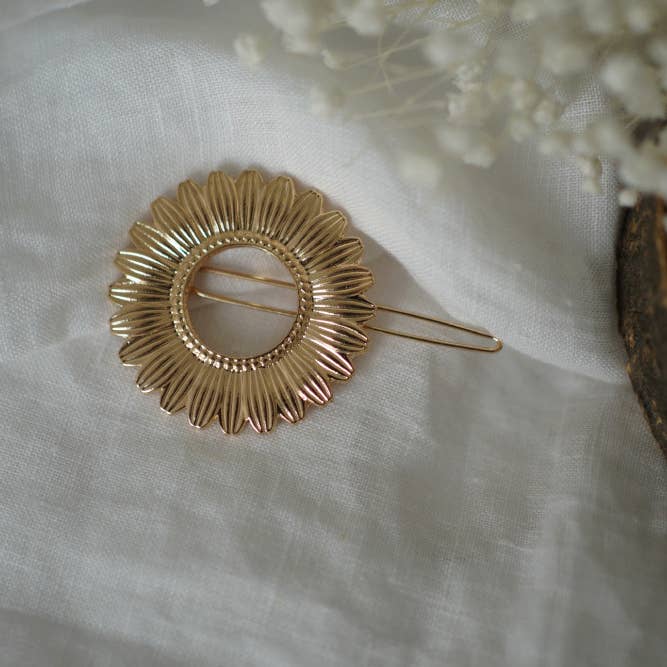 Bohomane - Vendita all'ingrosso Fermaglio per capelli - Donna - Fermaglio rotondo a forma di fiore Claudia in oro2