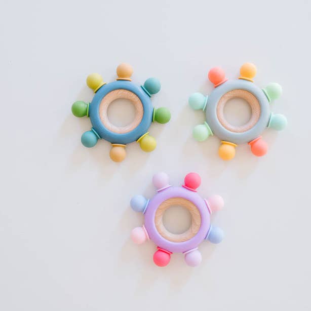 Bannor Toys - Wholesale Teether (Not Clip-On) - Baby - Captains Wheel Wood + Silicone Baby Teething Toy