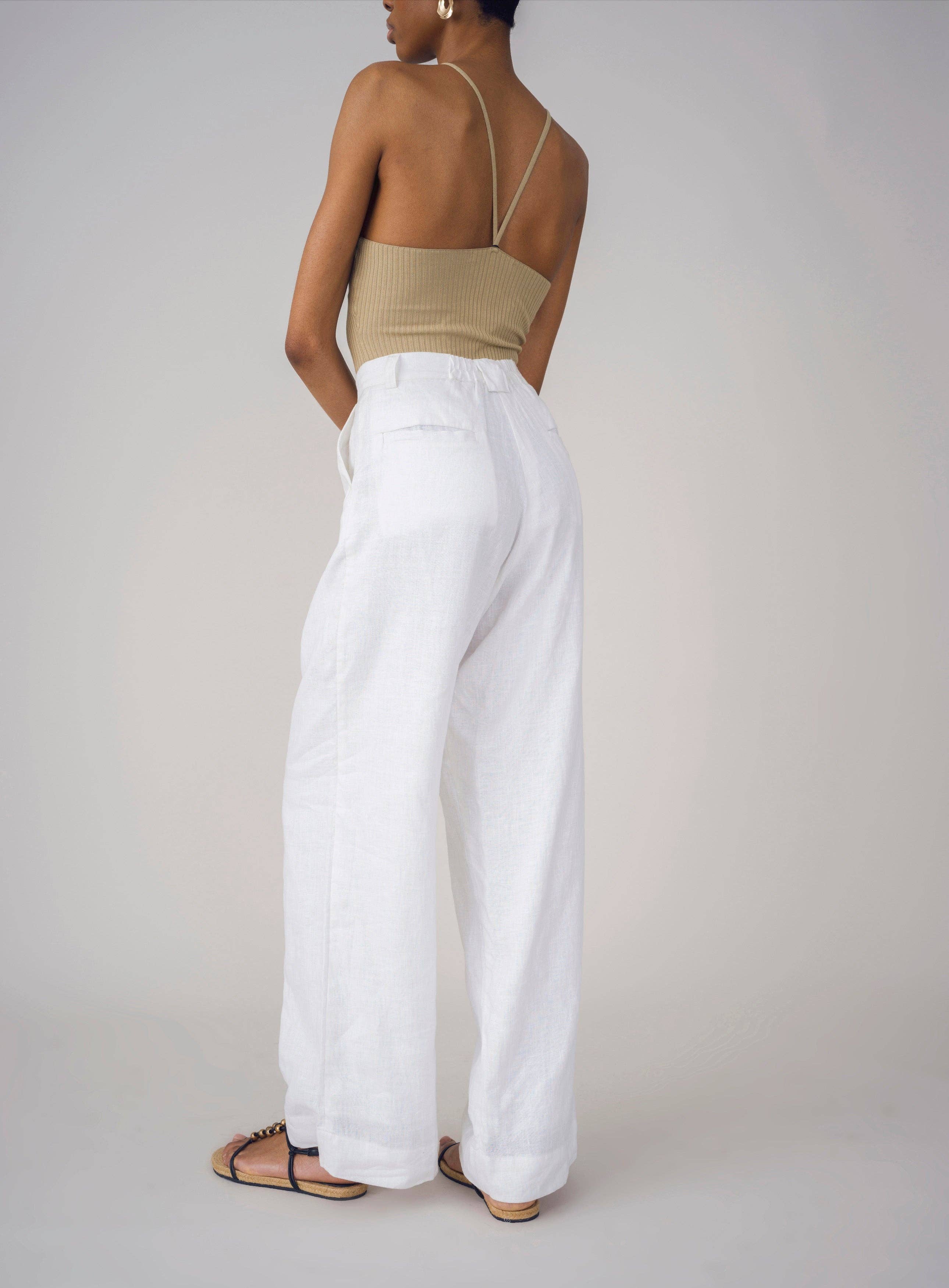 White Jhala Linen Pants for wholesale on Faire2