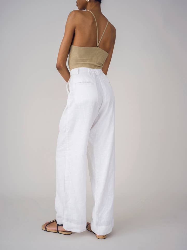 White Jhala Linen Pants for wholesale on Faire2
