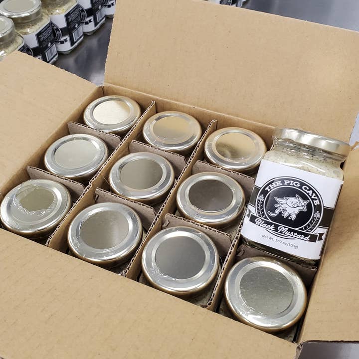 The Pig Cave Black Mustard, case of 12 jars for wholesale by The Pig Cave