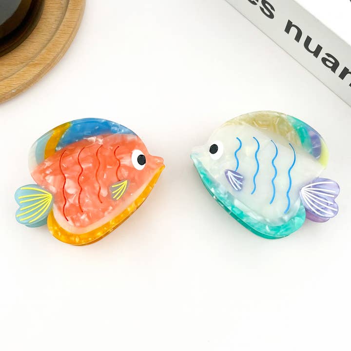 Cartoon Tropical Fish Hair Claw Clip, Acetate Hair Clip for wholesale by TheDivaSoap